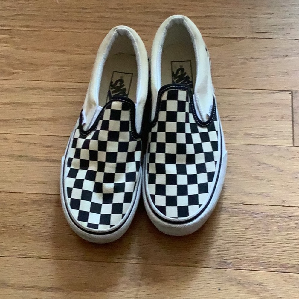 Vans Kids Black and White Checkered Slip-On Sneakers